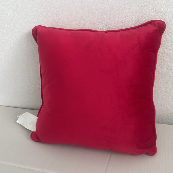 Red Velvet Sequin Throw Pillow with Bow - Picture 2 of 3